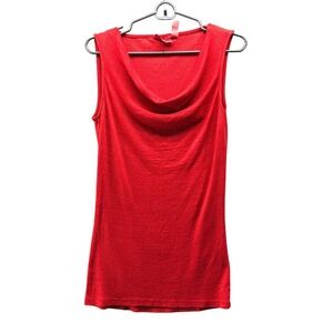 Michael Stars Cowl Neck Tank Top Womens One Size Red Metallic Stretchy